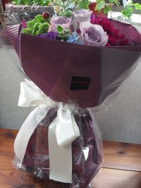 画像2: 【紫の花束】紫のバラ＆ダリアの花束nobleーPurple（ノーブルパープル）