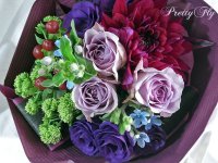 画像1: 【紫の花束】紫のバラ＆ダリアの花束nobleーPurple（ノーブルパープル）